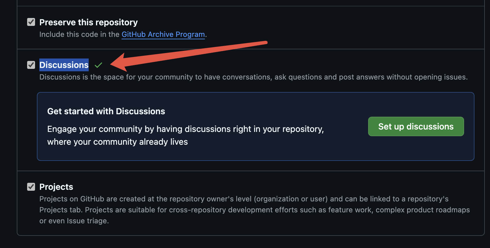 启用Discussions